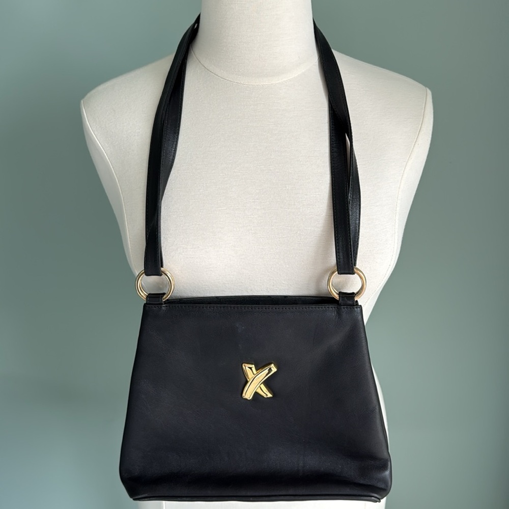 Paloma Picasso black leather shoulder bag
